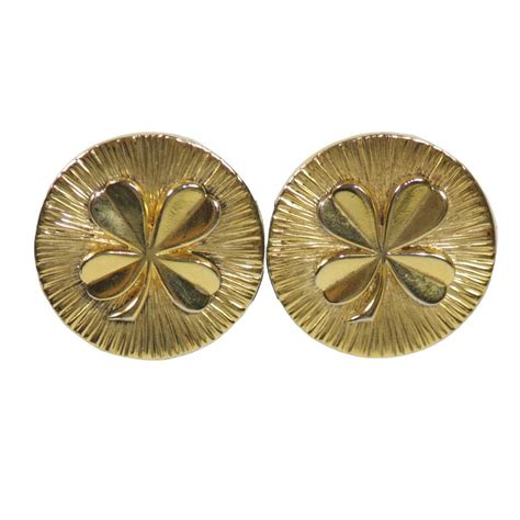 Chanel Gold Four Leaf Clover Clipon Earrings 